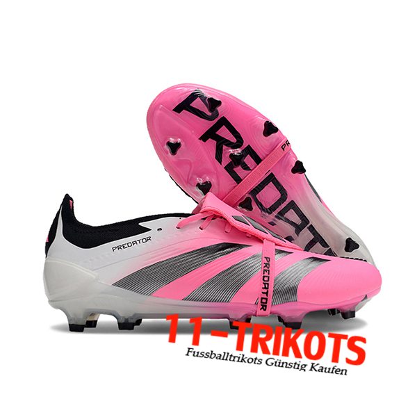 Adidas Fussballschuhe Predator Elite Tongue FG Weiß/Rosa/Grau