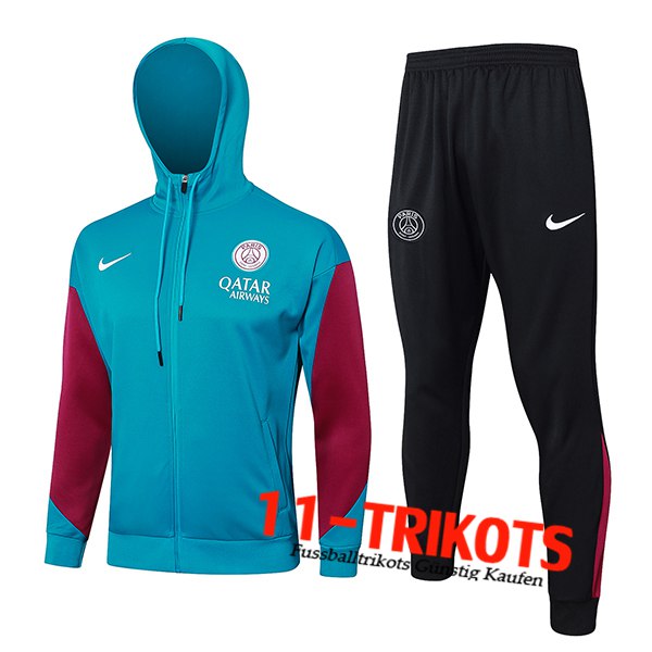 PSG Trainingsanzug Mit Kapuze Trainingsjacke Windbreaker Grün/Rot 2024/2025