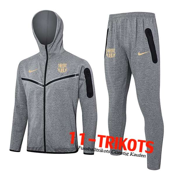 FC Barcelona Trainingsanzug Mit Kapuze Trainingsjacke Windbreaker Grau 2024/2025