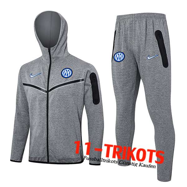 Inter Milan Trainingsanzug Mit Kapuze Trainingsjacke Windbreaker Grau 2024/2025