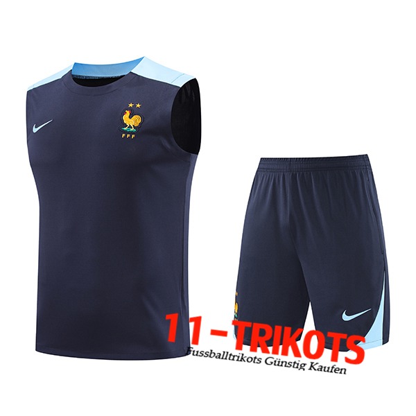 Frankreich Trainings-Tanktop Dunkelblau 2024/2025 -02