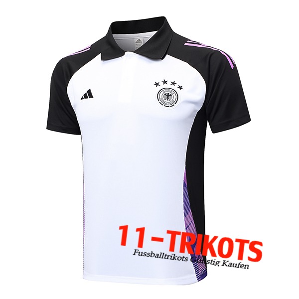 Deutschland Poloshirt Weiß/Schwarz/lila 2024/2025