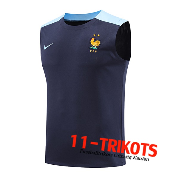 Frankreich Trainings-Tanktop Dunkelblau 2024/2025 -02