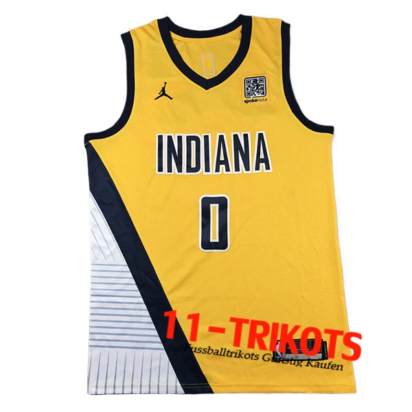 Indiana Pacers Trikot（HALIBURTON #0) 2024/25 Gelb/Weiß/Schwarz