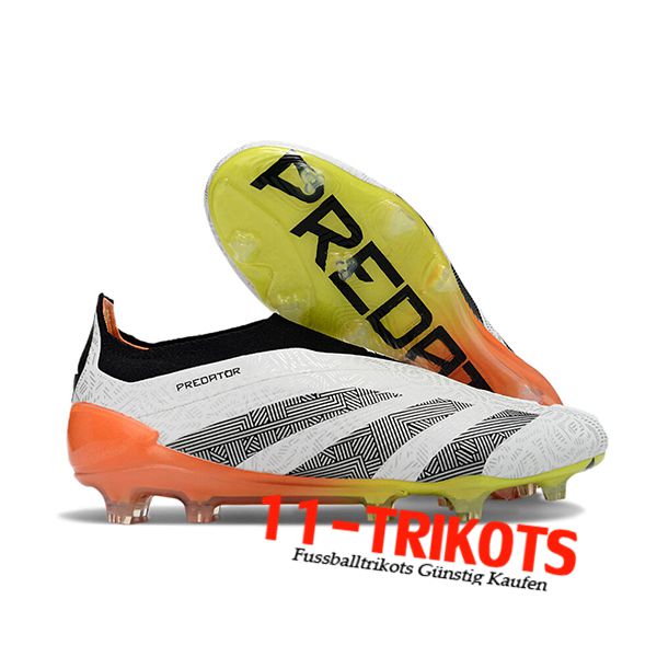 Adidas Fussballschuhe PREDATOR ELITE LACELESS BOOTS FG Weiß/Grau/Orange