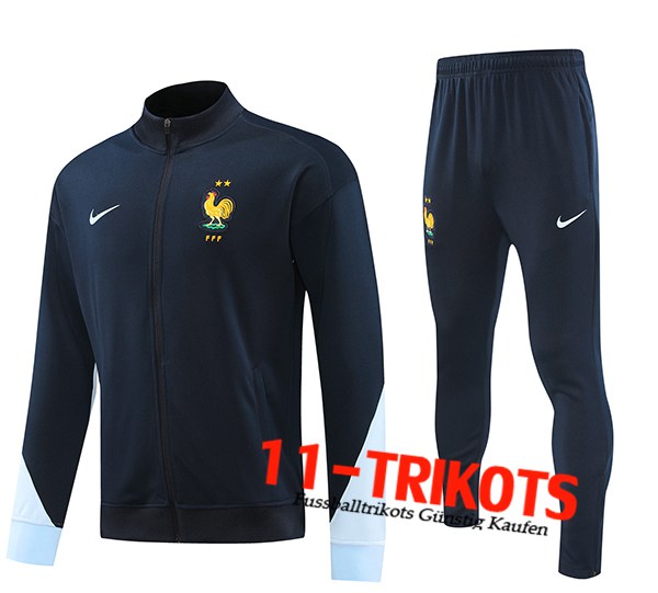 Frankreich Trainingsanzug Trainingsjacke Schwarz/Blau 2024/2025