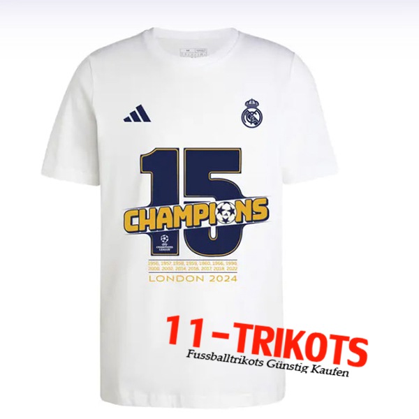 Real Madrid Fussball Trikots T-Shirt Champions 15 Weiß 2024/2025