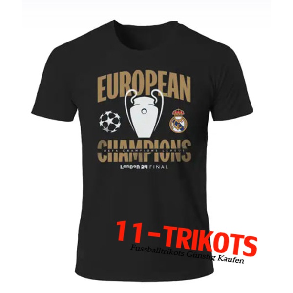 Real Madrid Fussball Trikots T-Shirt Champions 15 Schwarz 2024/2025