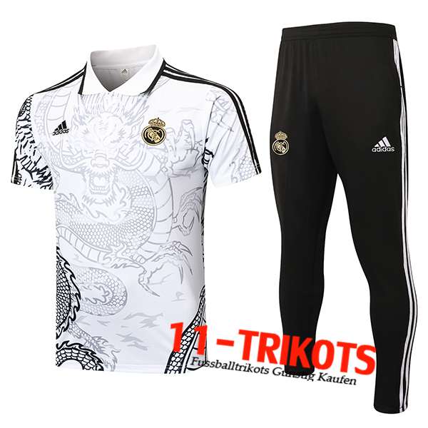 Real Madrid Poloshirt Weiß/Grau/Schwarz 2024/2025