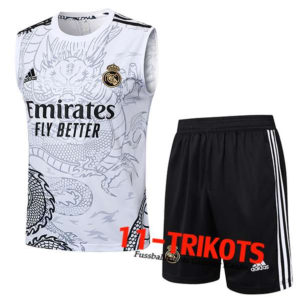 Real Madrid Trainings-Tanktop Weiß/Grau/Schwarz 2024/2025