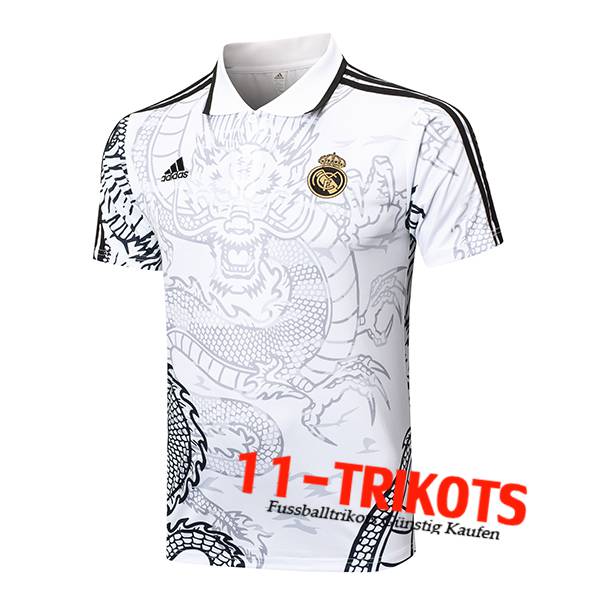 Real Madrid Poloshirt Weiß/Grau/Schwarz 2024/2025