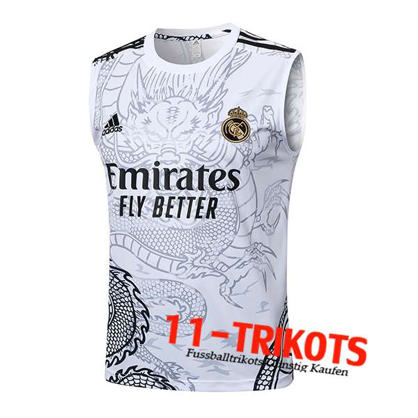 Real Madrid Trainings-Tanktop Weiß/Grau/Schwarz 2024/2025