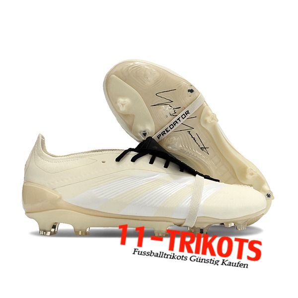 Adidas Fussballschuhe Predator Elite Tongue FG Beige/Weiß