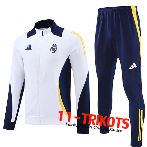 Real Madrid Trainingsanzug Trainingsjacke Weiß/Blau/Gelb 2024/2025