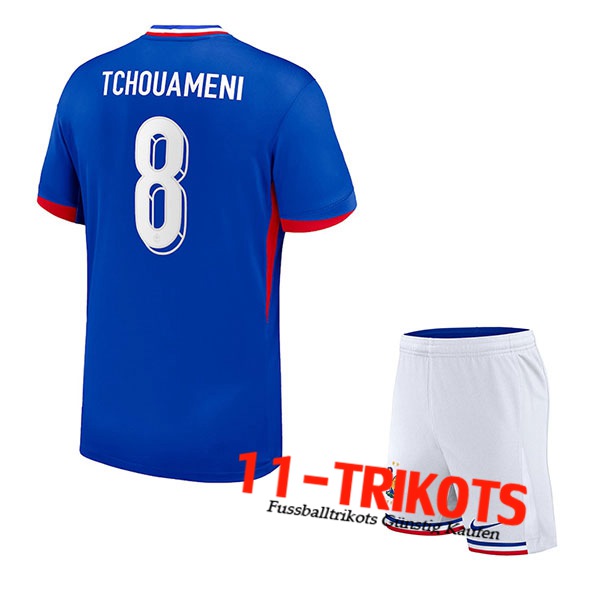 Frankreich (TCHOUAMENI #8) Kinder Heimtrikot UEFA Euro 2024