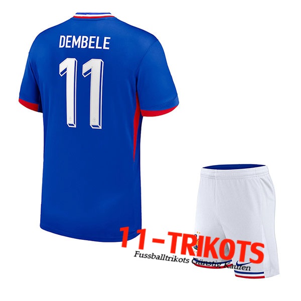 Frankreich (DEMBELE #11) Kinder Heimtrikot UEFA Euro 2024