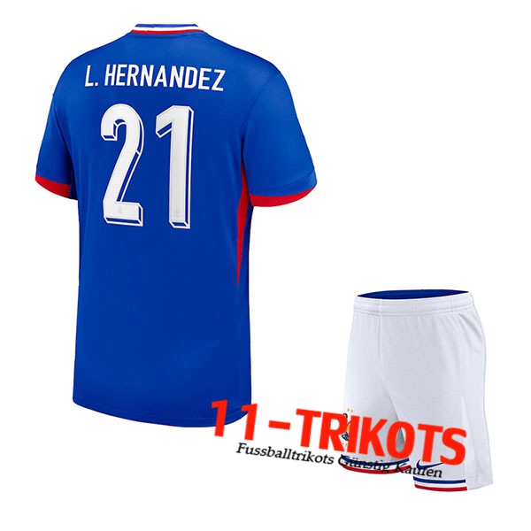 Frankreich (L. HERNANDEZ #21) Kinder Heimtrikot UEFA Euro 2024