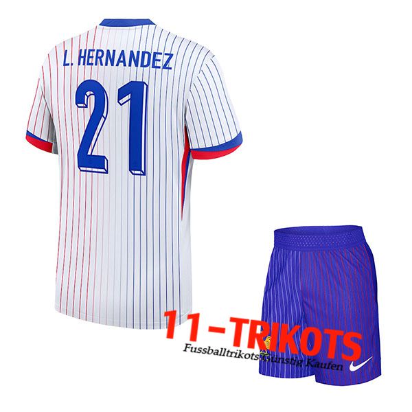 Frankreich (L. HERNANDEZ #21) Kinder Auswärtstrikot UEFA Euro 2024