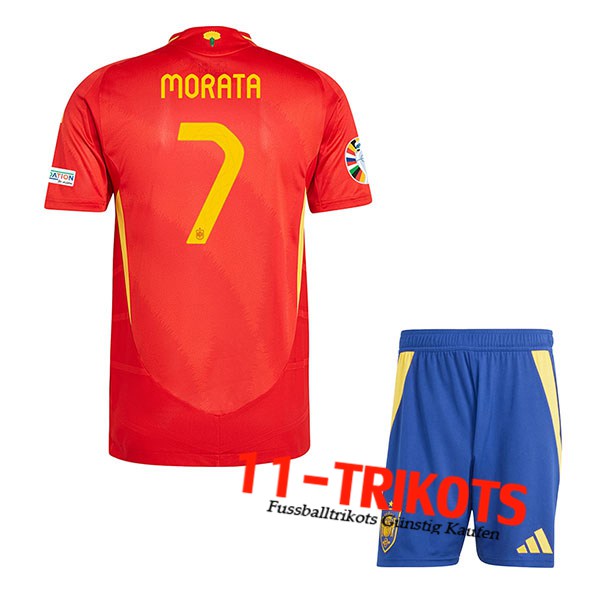 Spanien (MORATA #7) Kinder Heimtrikot UEFA Euro 2024