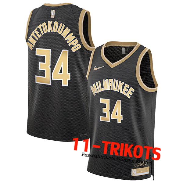 Milwaukee Bucks Trikot (ANTETOKOUNMPO #34) 2024/25 Schwarz/Gelb