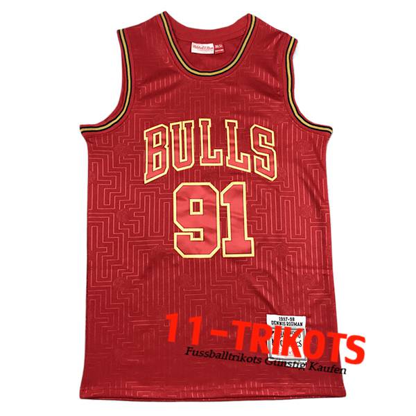 Chicago Bulls Trikot (RODMAN #91) 2024/25 Rot/Gelb