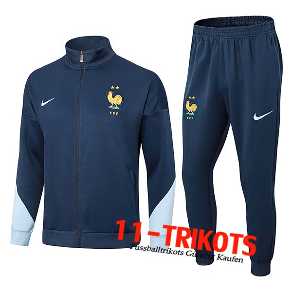 Frankreich Trainingsanzug Trainingsjacke Königsblau 2024/2025 -02