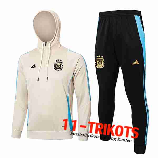 Argentinien Trainingsanzug Mit Kapuze Trainingsjacke Windbreaker Beige/Blau 2024/2025