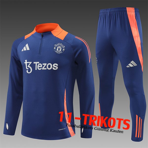 Manchester United Trainingsanzug Kinder Blau/Orange 2024/2025