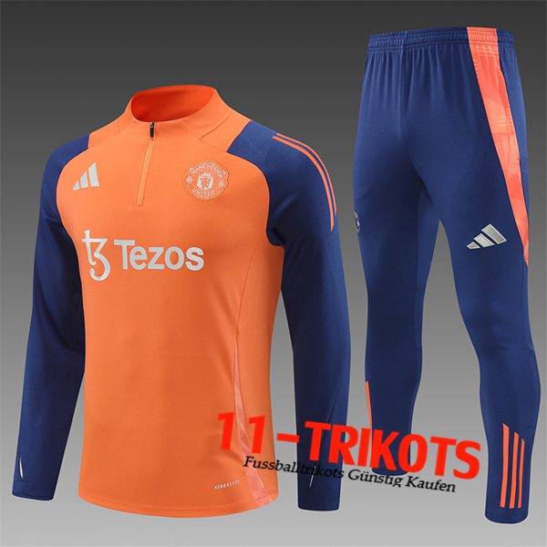 Manchester United Trainingsanzug Kinder Orange/Blau 2024/2025