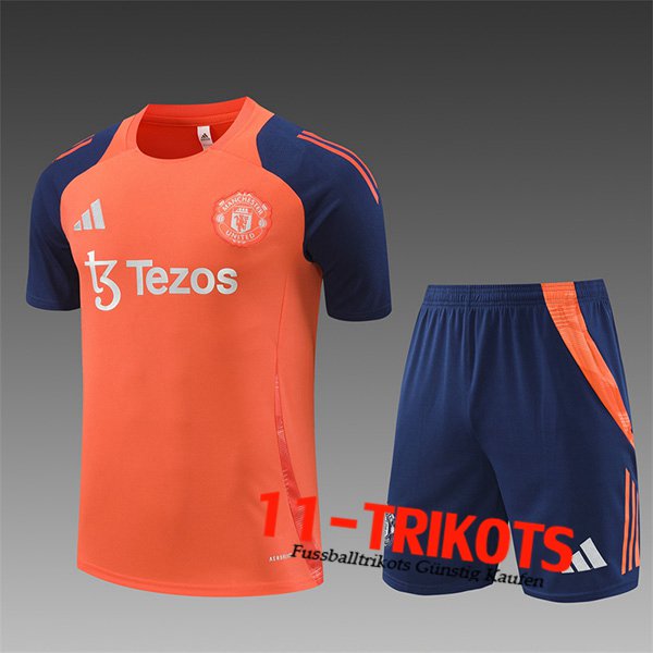 Manchester United Trainingstrikot Kinder Orange/Blau 2024/2025