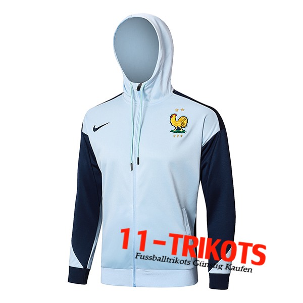 Frankreich Trainingsjacke Mit Kapuze Blau 2024/2025