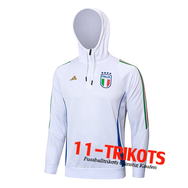 Italien Trainingsjacke Mit Kapuze Weiß/Blau 2024/2025