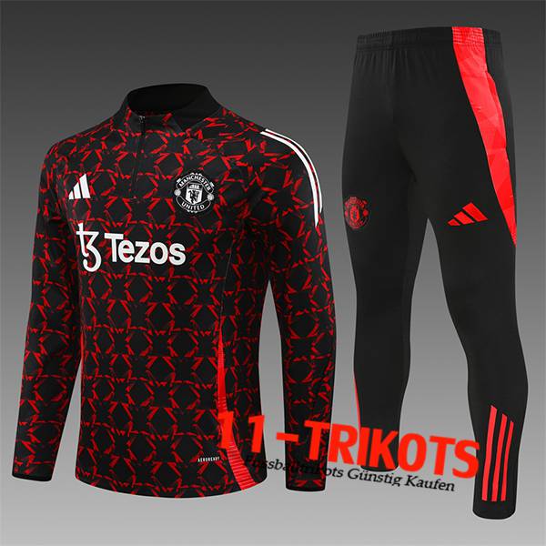 Manchester United Trainingsanzug Kinder Schwarz/Rot 2024/2025