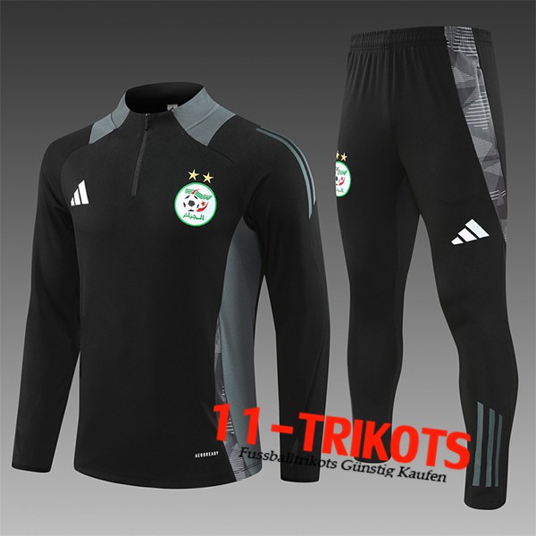 Algeria Trainingsanzug Kinder Schwarz/Grau 2024/2025