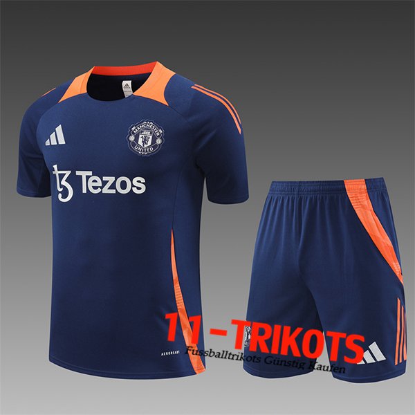 Manchester United Trainingstrikot Kinder Blau/Orange 2024/2025