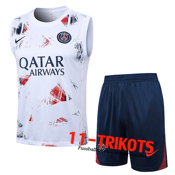 PSG Trainings-Tanktop Weiß/Rot/Blau 2024/2025