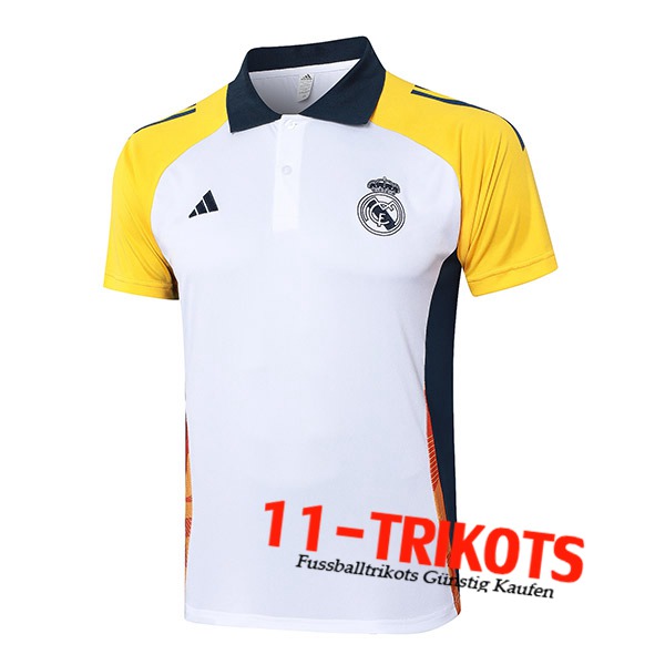 Real MadridPoloshirt Weiß/Gelb/Blau 2024/2025