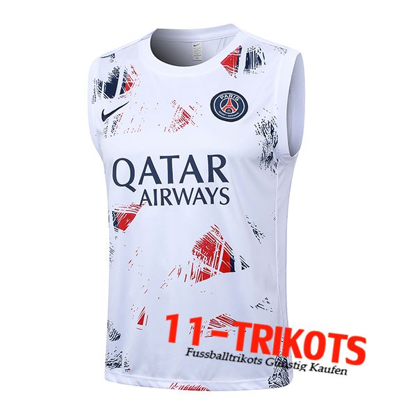 PSG Trainings-Tanktop Weiß/Rot/Blau 2024/2025