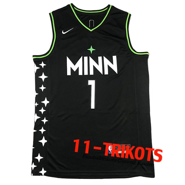 Minnesota Timberwolves Trikot (EDWARDS #1) 2024/25 Schwarz/Grün