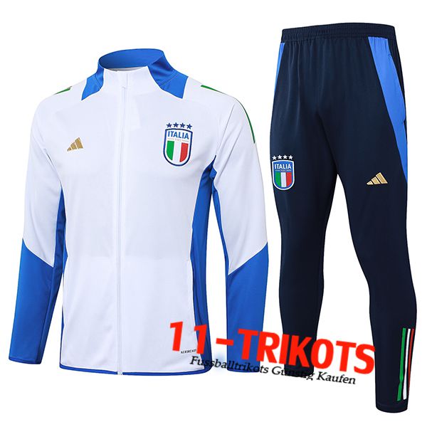 Italien Trainingsanzug Trainingsjacke Weiß/Blau 2024/2025 -02