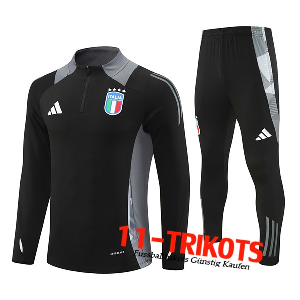 Italien Trainingsanzug Schwarz/Grau 2024/2025 -02