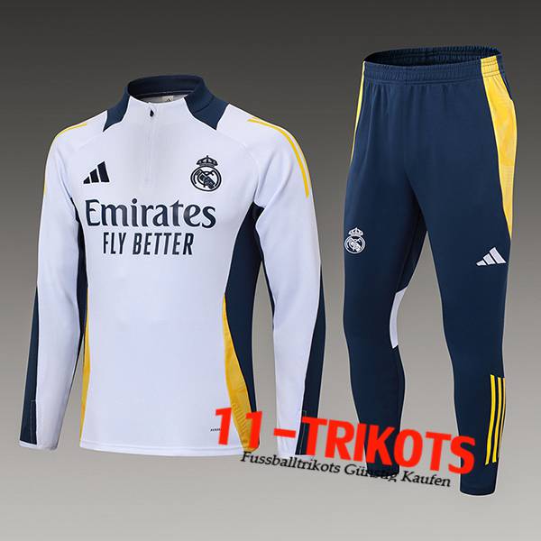 Real Madrid Trainingsanzug Kinder Weiß/Blau/Gelb 2024/2025 -02