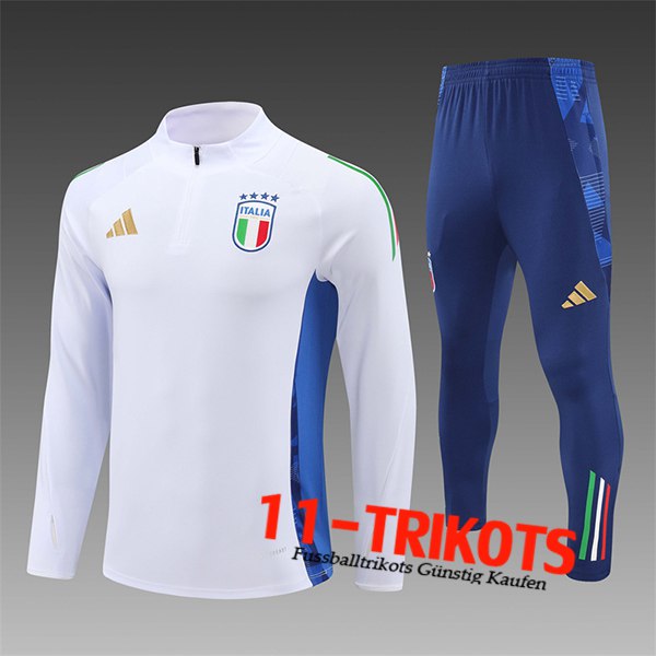 Italien Trainingsanzug Kinder Weiß/Blau 2024/2025 -06