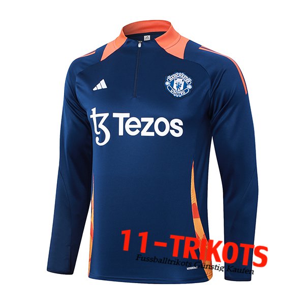 Manchester United Training Sweatshirt Blau/Orange 2024/2025 -02