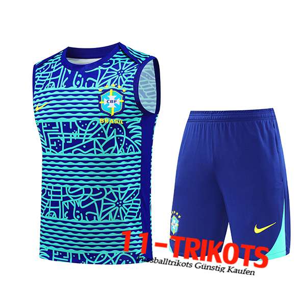 Brasilien Trainings-Tanktop Blau/Grün 2024/2025