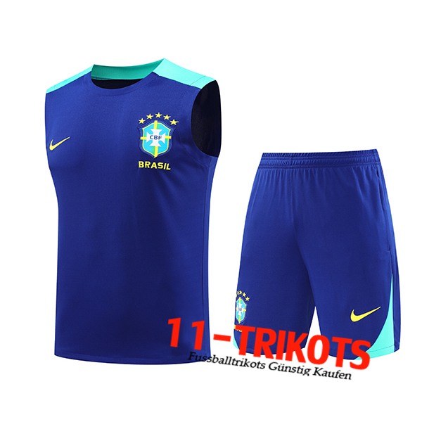 Brasilien Trainings-Tanktop Blau 2024/2025