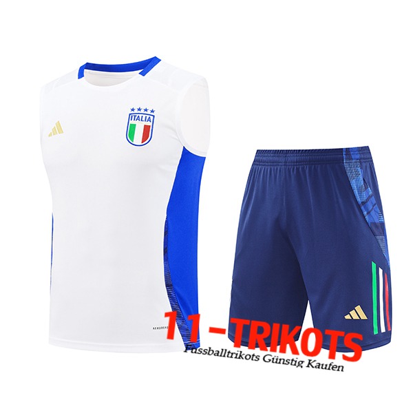 Italien Trainings-Tanktop Weiß/Blau 2024/2025