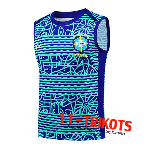 Brasilien Trainings-Tanktop Blau/Grün 2024/2025