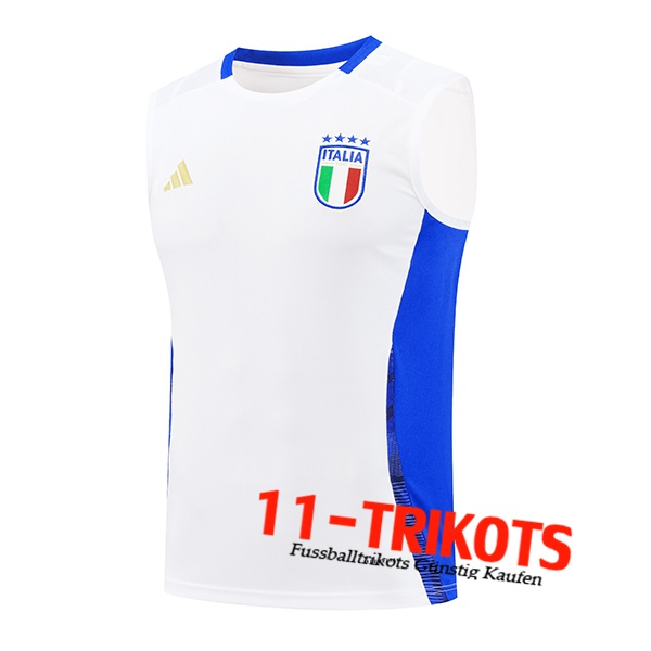 Italien Trainings-Tanktop Weiß/Blau 2024/2025