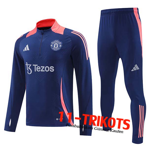 Manchester United Trainingsanzug Blau/Rosa 2024/2025